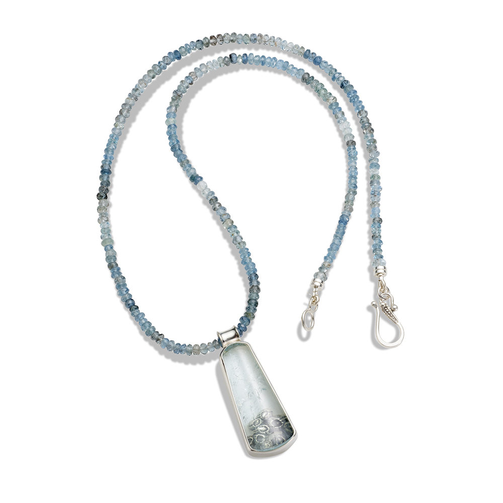 NISA Jewelry Beneath the Surface Aquamarine Necklace on white