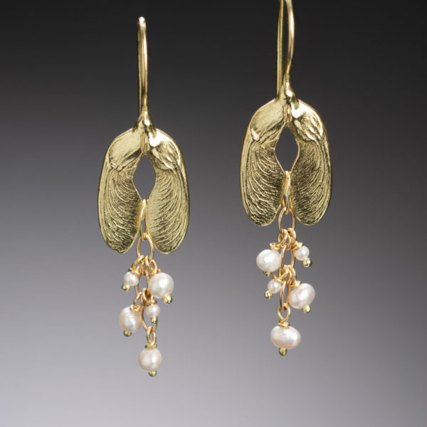 NISA Jewelry Pearl Seeded Samara Earrings gold