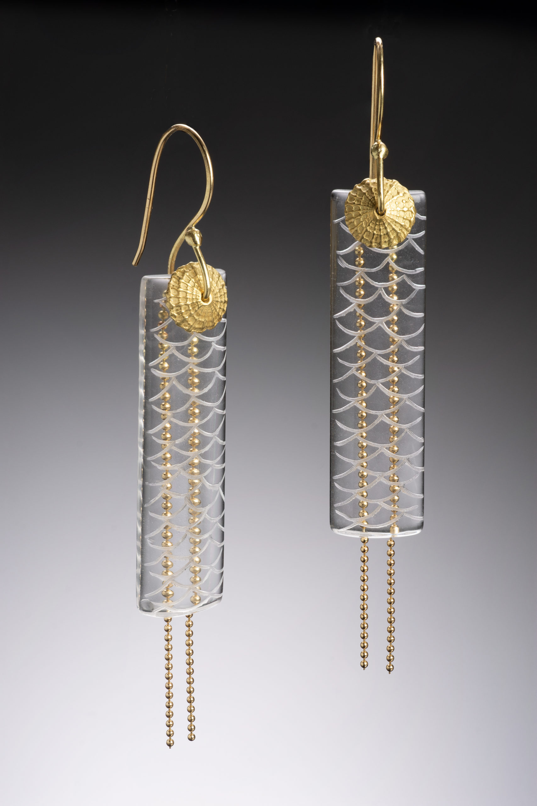 NISA Jewelry Water and Gold Quartz Earrings