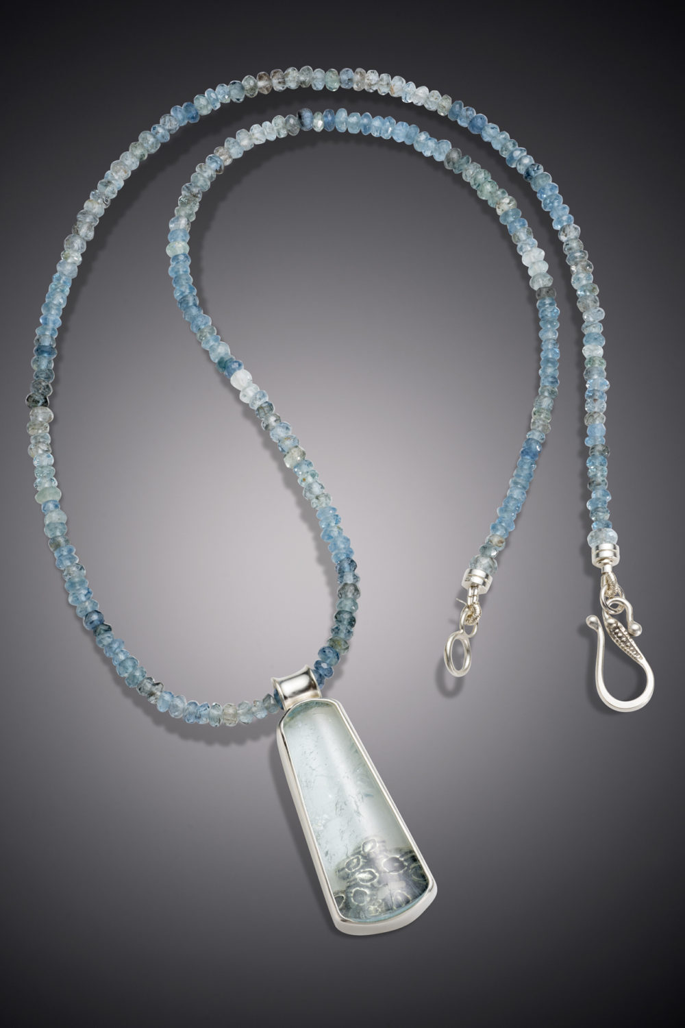 NISA Jewelry Beneath the Surface Aquamarine Necklace on gray
